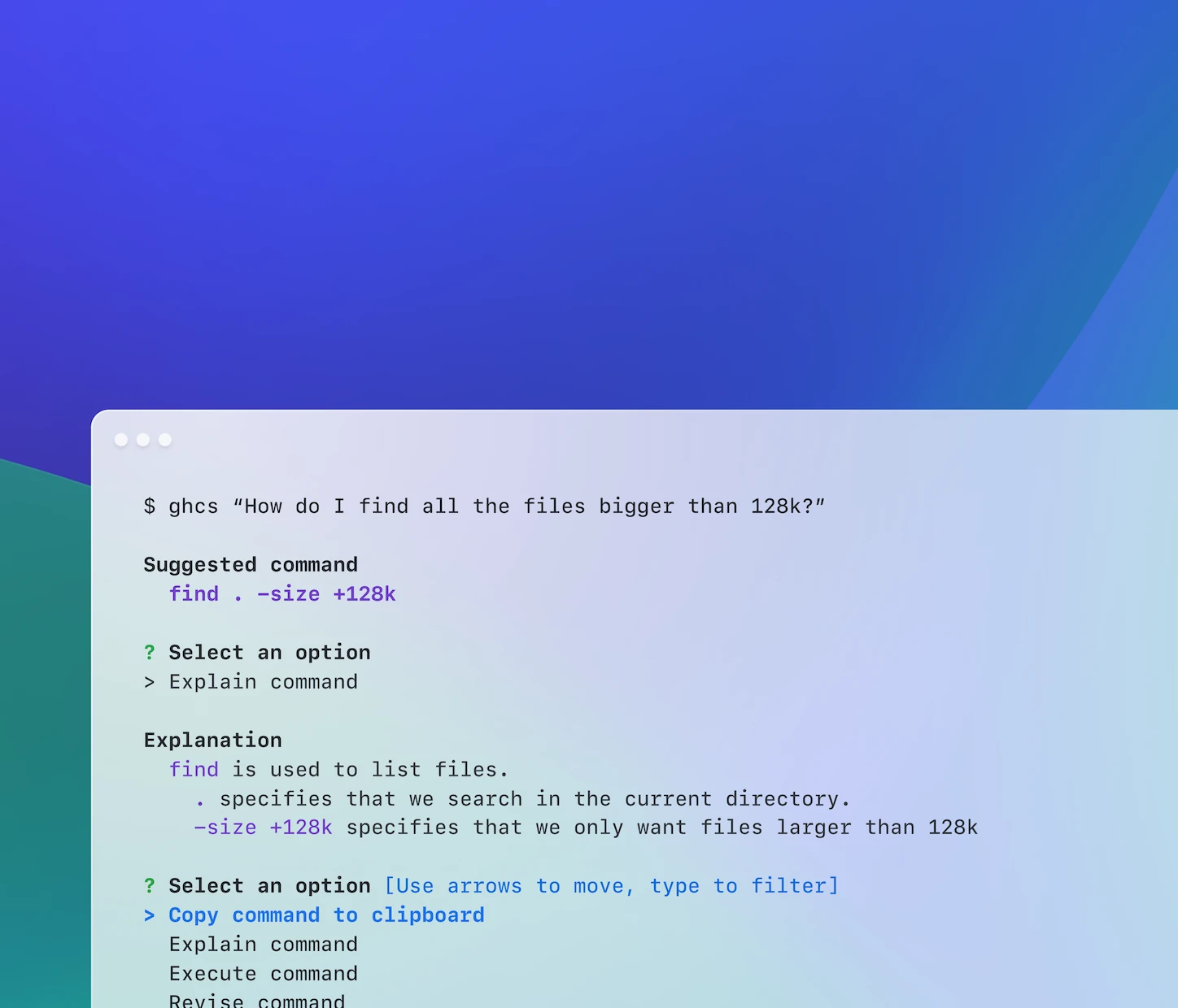 Screenshot of GitHub Copilot CLI in a terminal